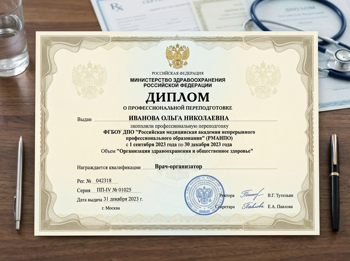 Диплом о профессиональной переподготовке медицинских работников государственного образца